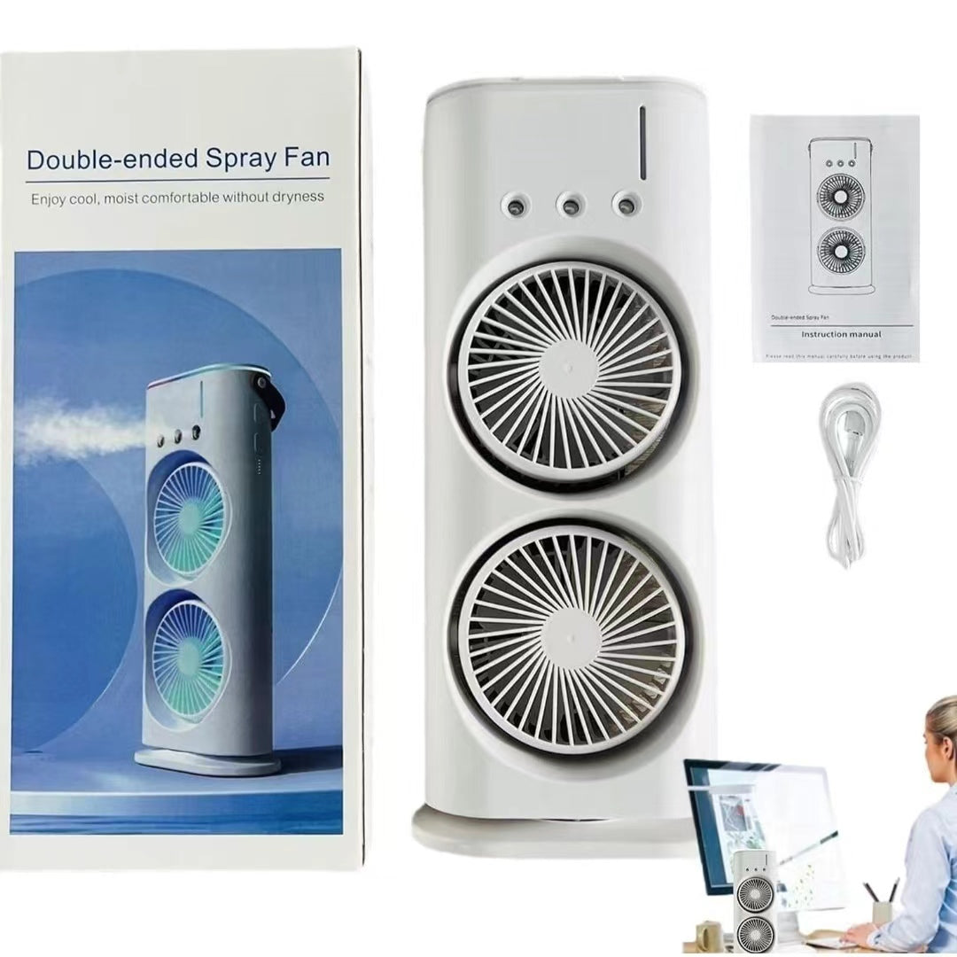 Air Conditioning Fan | Double-Ended Personal Small Evaporative Air Cooler,Double Leaf Spray Water Refrigeration Humidification Fan for Room Bedroom