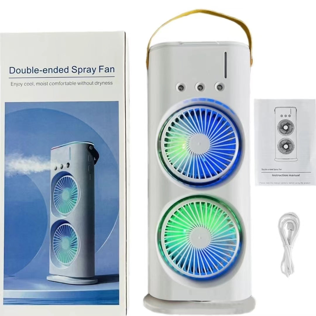 Ventilatore di condizionamento d'aria | piccolo raffreddatore d'aria evaporativo personale a due estremità, ventilatore di umidificazione di refrigerazione dell'acqua dello spruzzo della doppia foglia per la camera da letto della stanza