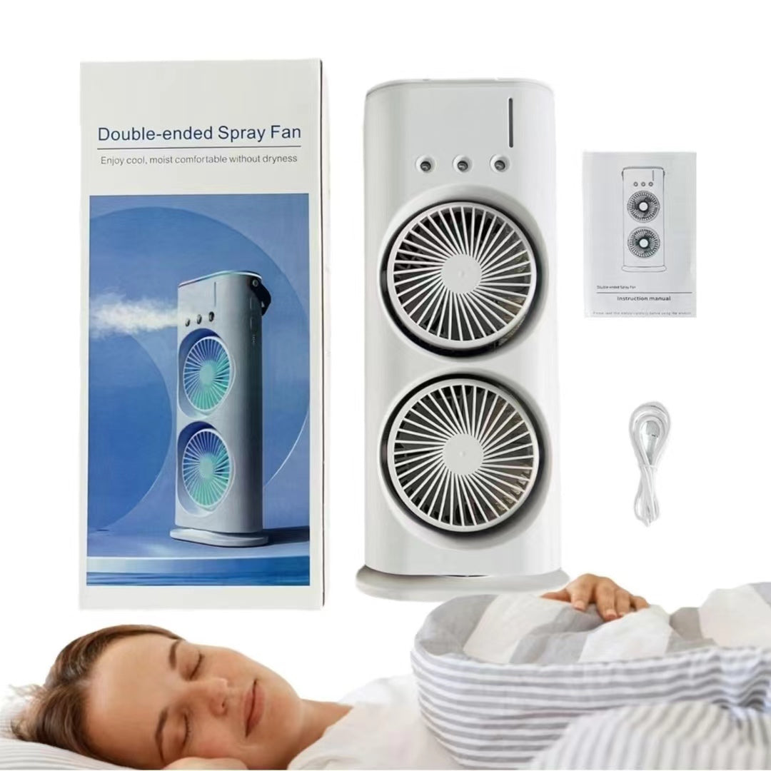 Вентилятор кондиционера | Двухсторонний персональный маленький испарительный охладитель воздуха, двойной листовой спрей воды охлаждения увлажнения вентилятора для комнаты спальни